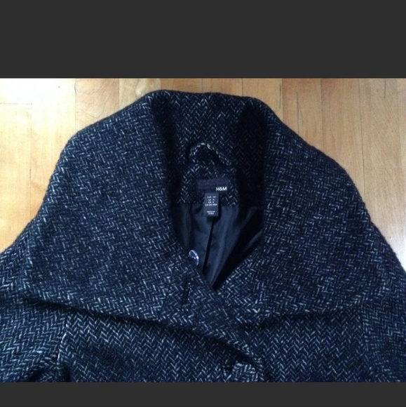 H&M Women's Peacoat Size 4 Wool Blend Black/Gray - Picture 3 of 12